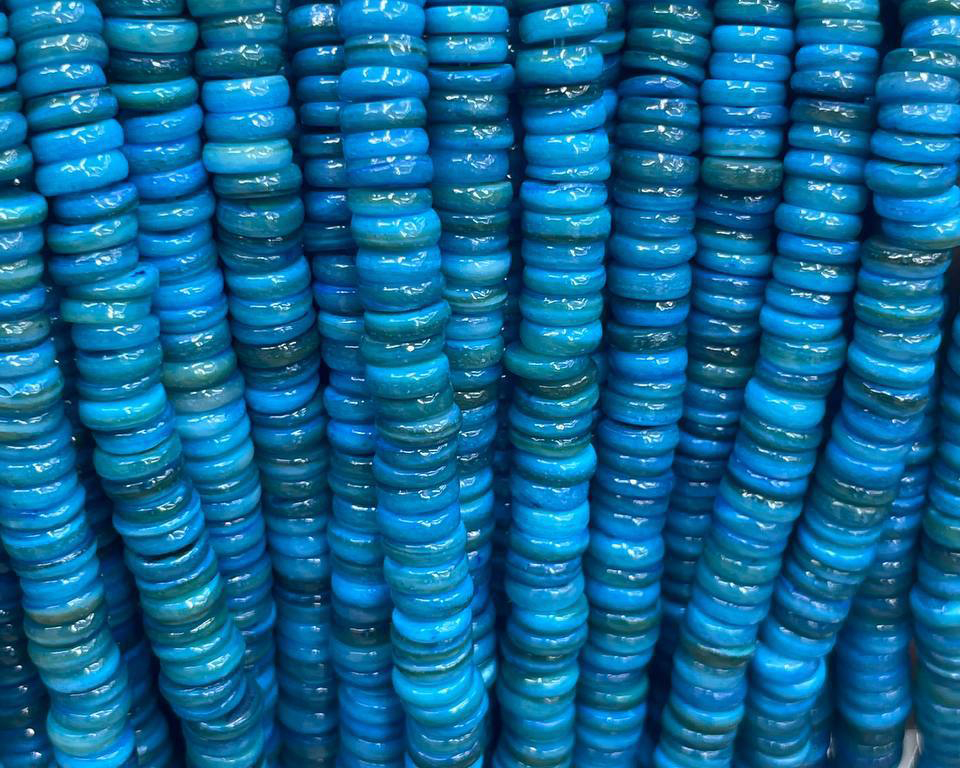 Бусины Перламутр тонированный цвет синий форма диск размер 6*2мм