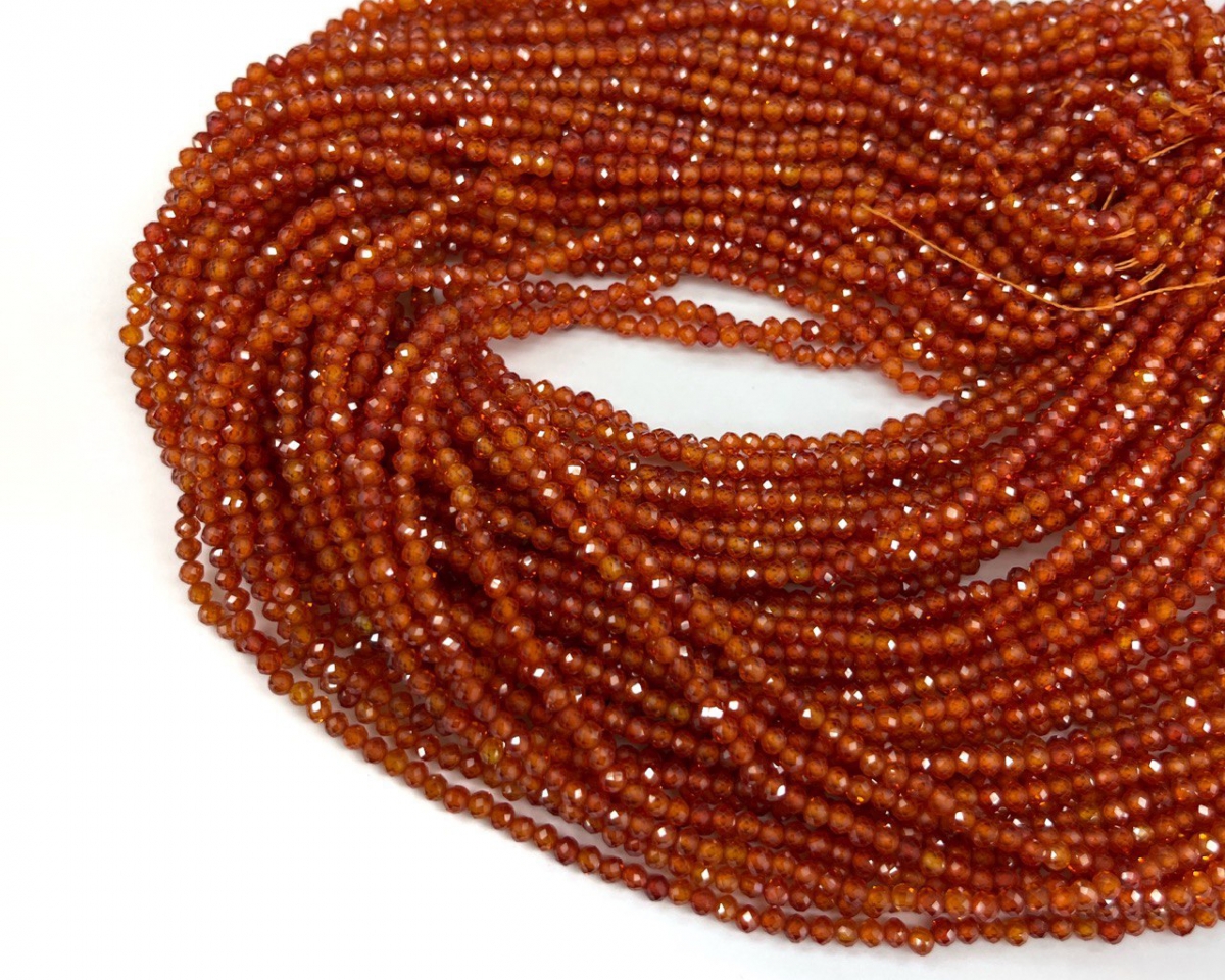 Бусины Циркон натуральный ювелирной огранки размер 2мм цвет оранжевый