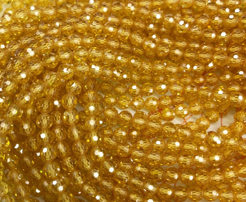Бусины Циркон натуральный ювелирной огранки размер 6мм цвет желтый Желтый