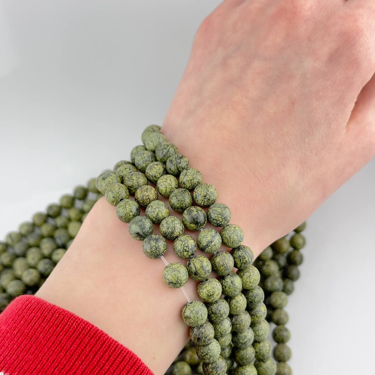 Бусины Змеевик размер 6мм 8мм 10мм